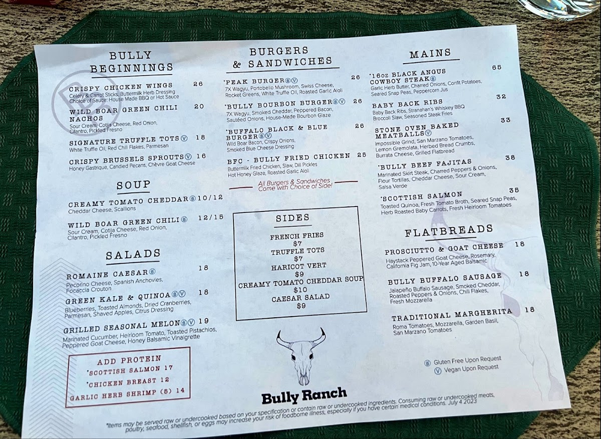 Bully Ranch Restaurant Menu - Image 3
